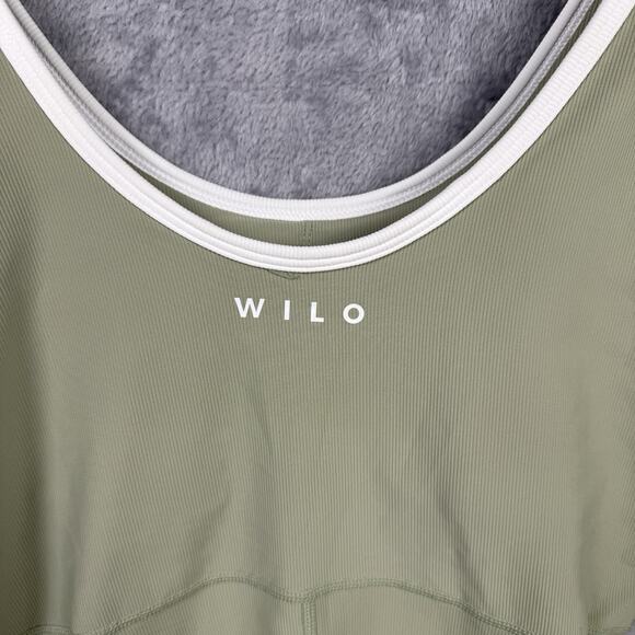 NWT WILO the Label Short Rib Romper Athletic Romper One Piece Sage Green Large - Picture 6 of 9